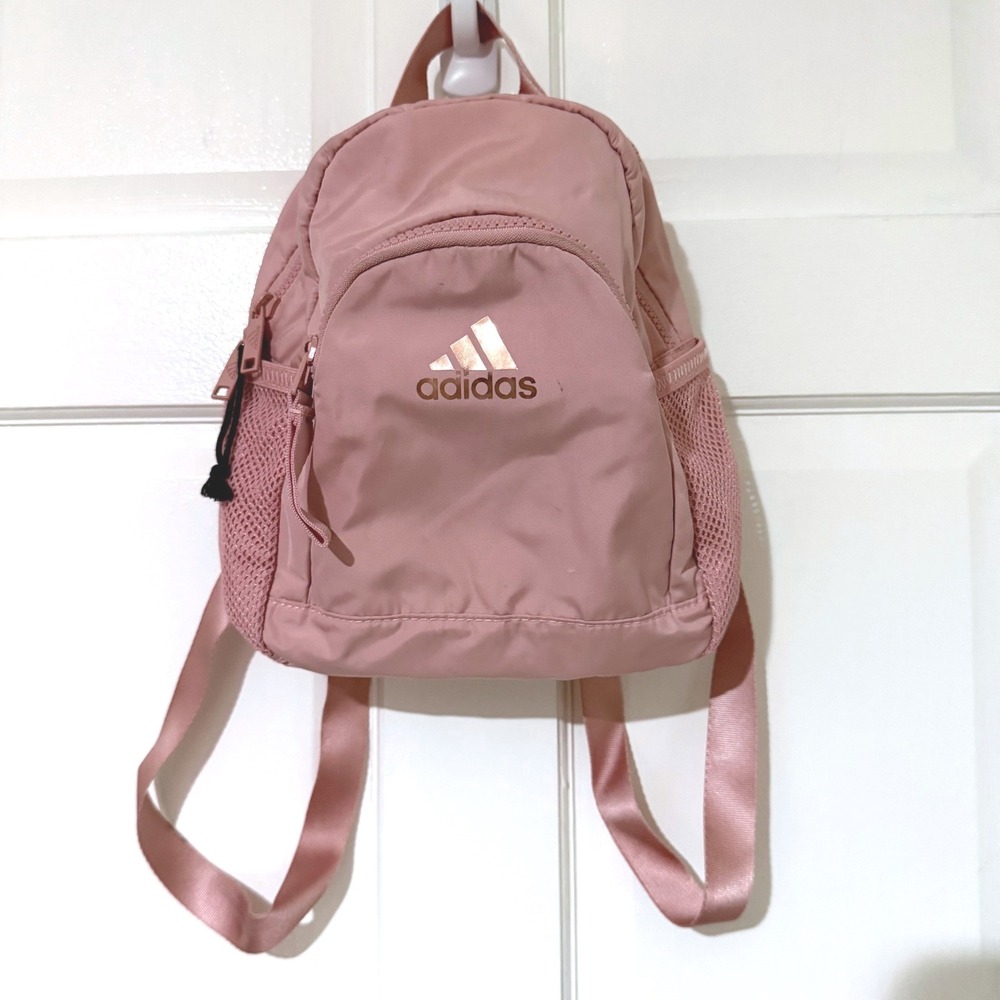 Adidas Mini Backpack Dusty Rose Pink Rose Gold Logo Small Travel Bag